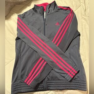 M Adidas Grey and pink zip up sweater